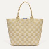 PLP |The Lightweight Tote in Checker Sand shown from the front.