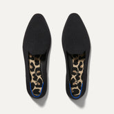 The Almond Loafer in Black shown from the top.