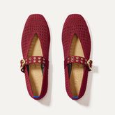 The Max Buckle Mary Jane in Ruby Mesh shown from the top.