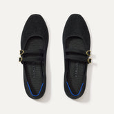 The Double Buckle Mary Jane in ReVelvet™ Black shown from the top.