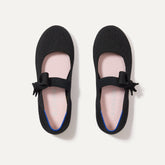 The Kids Tux Bow Mary Jane in Black shown from the top.