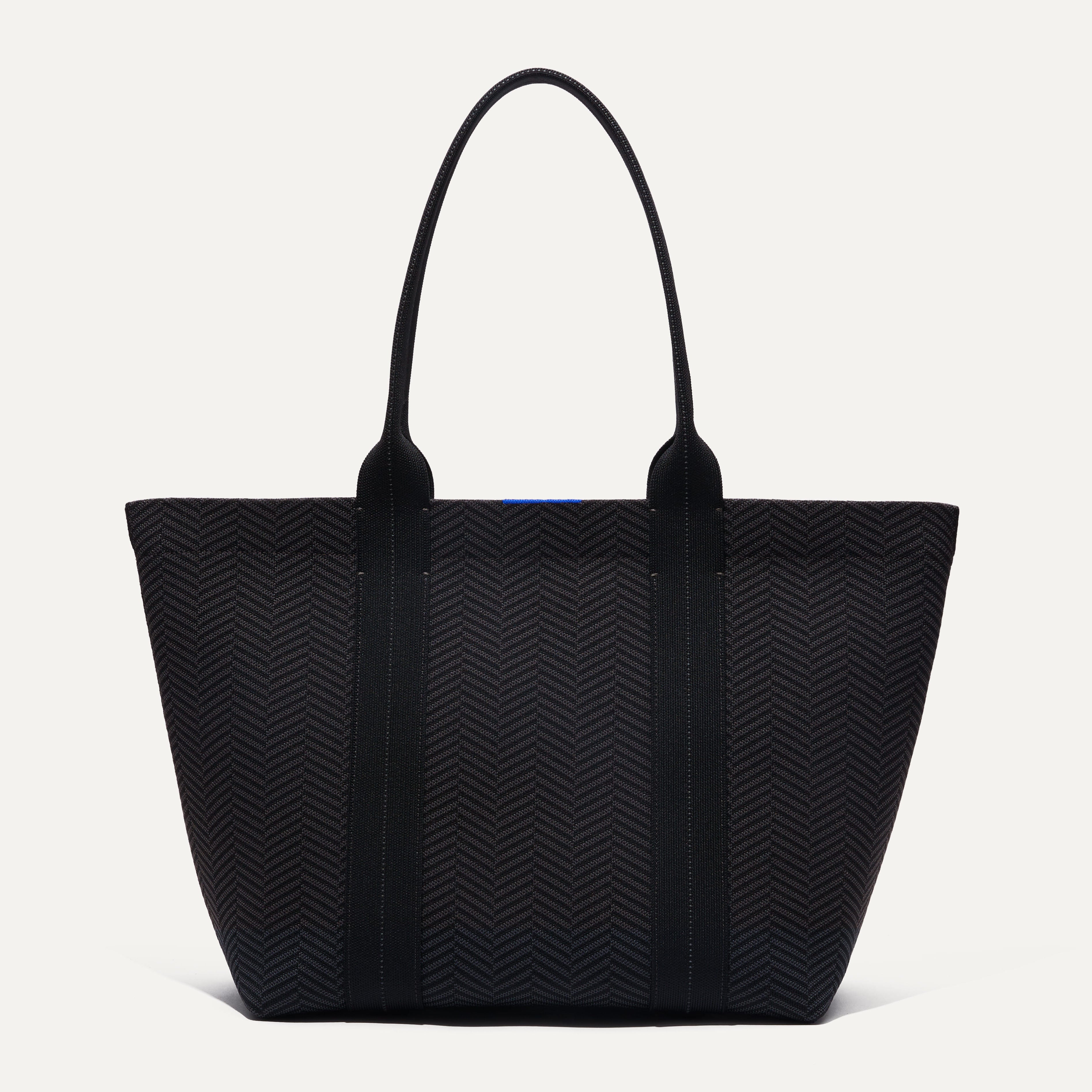 PLP |The Essential Tote in Shadow Black shown from the front.