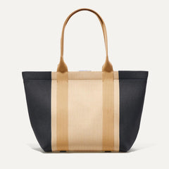 PLP |The Essential Tote in Ink and Ivory shown from the front.