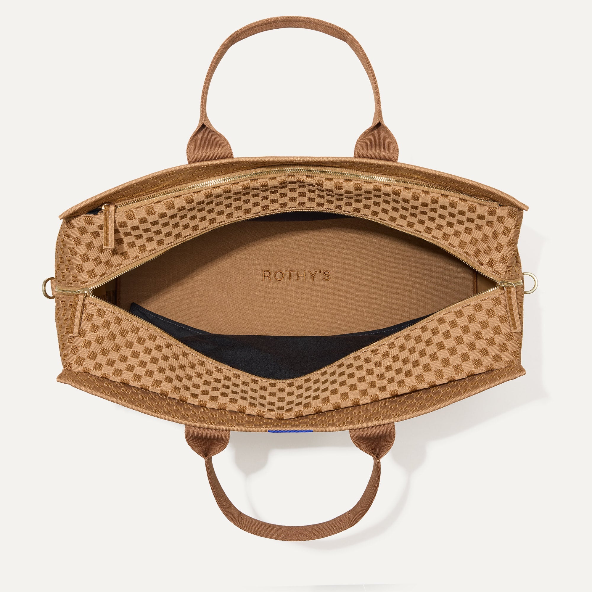 The Weekender in Hazelnut shown open from the top. 