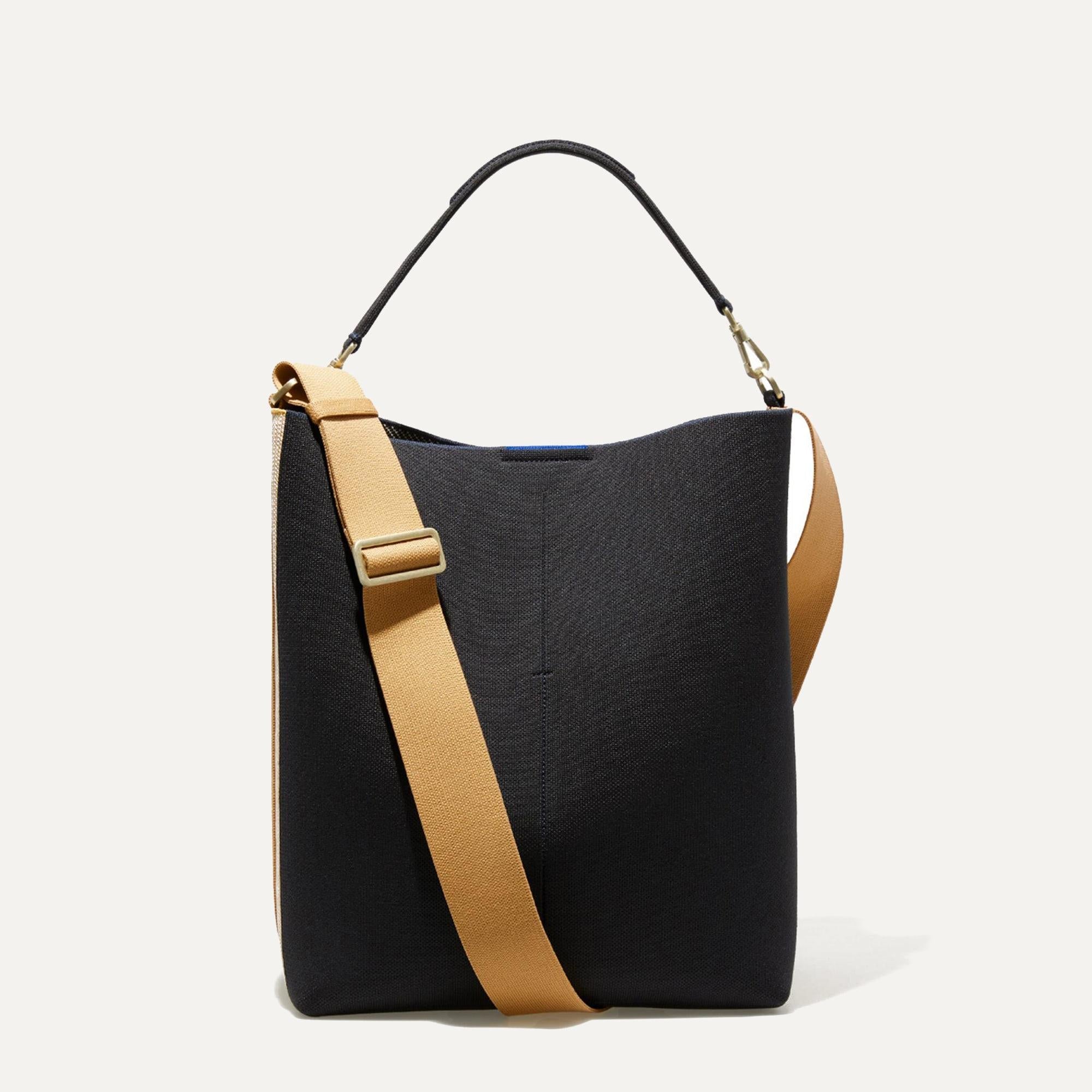 PLP | The Bucket Bag in Ink and Ivory shown from the front.