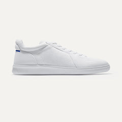 The RS01 Sneaker in White shown from the side.