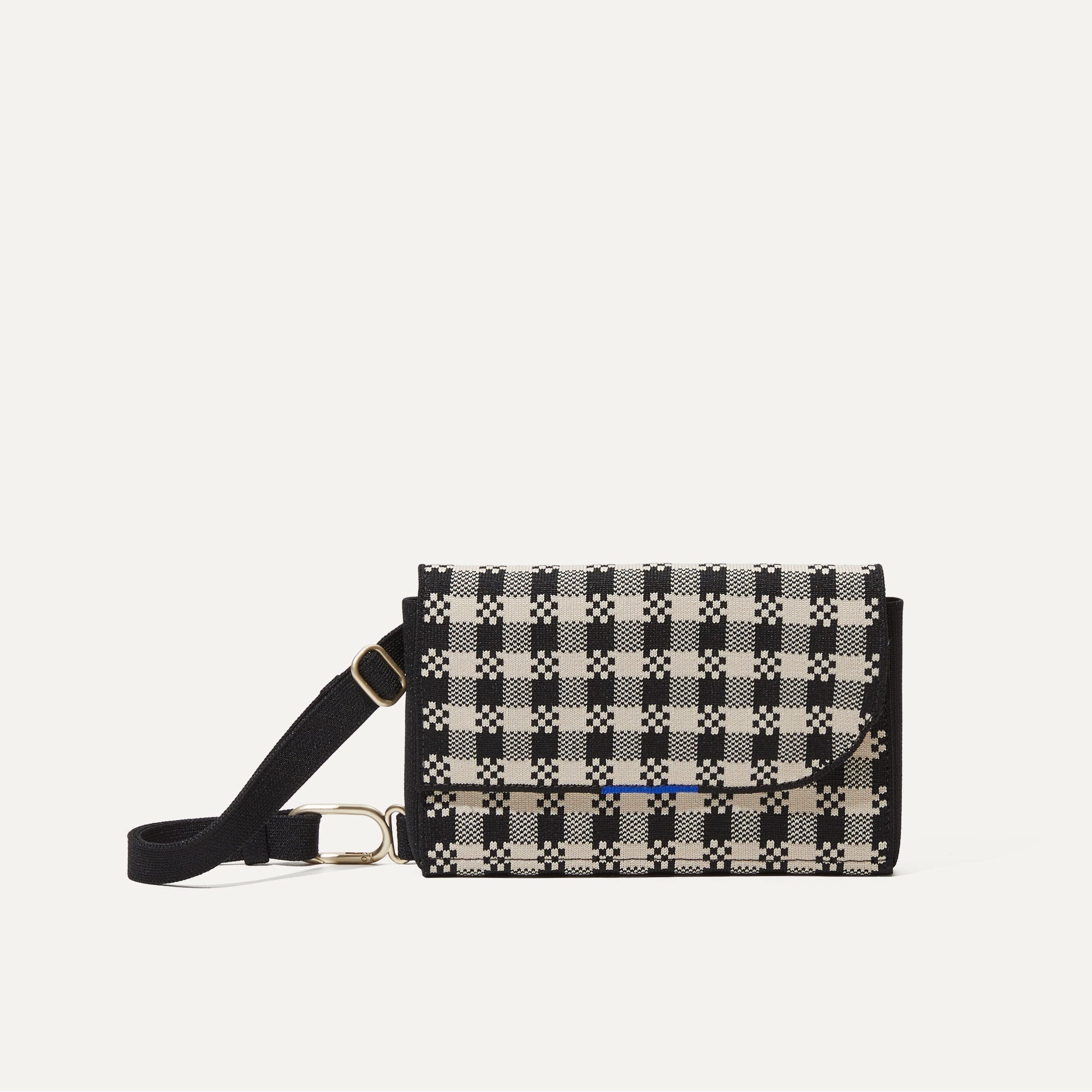 PLP |The Belt Bag in Black and Canvas Gingham shown from the front.