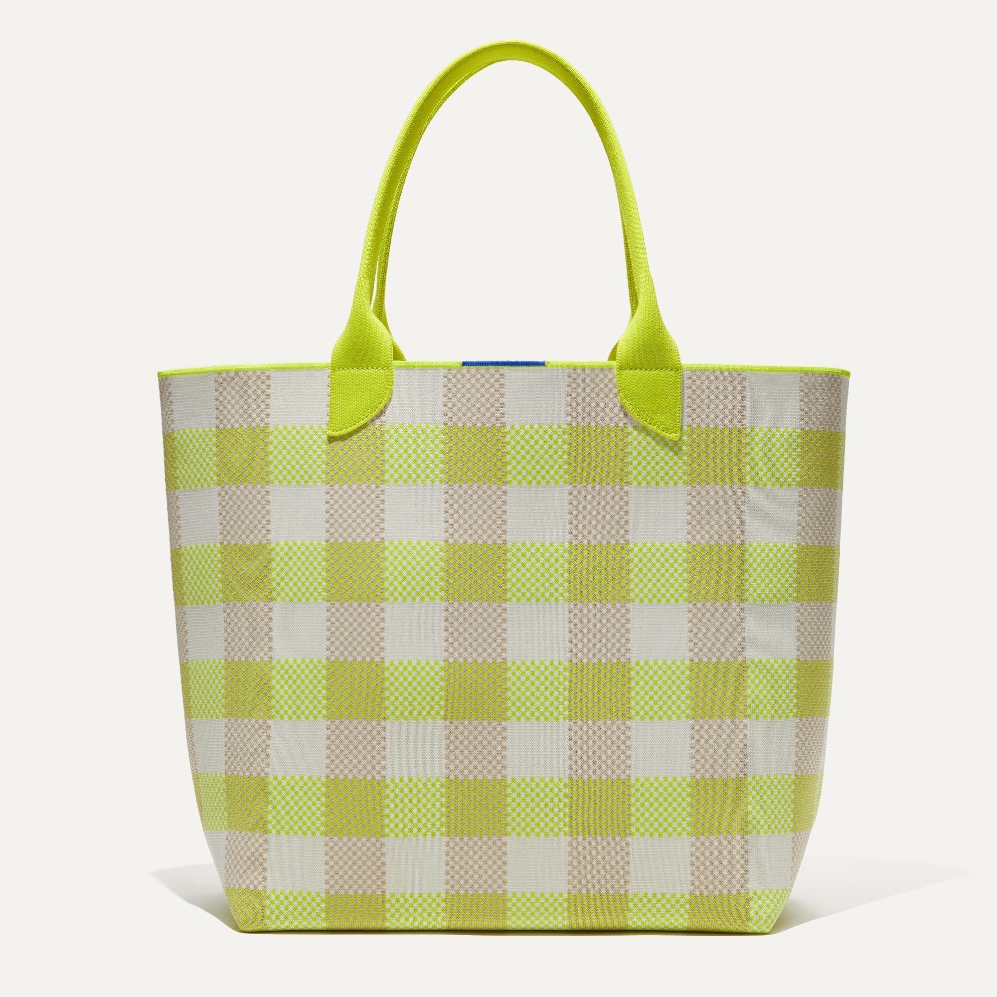 The Lightweight Tote in Citrus Gingham shown from the front.