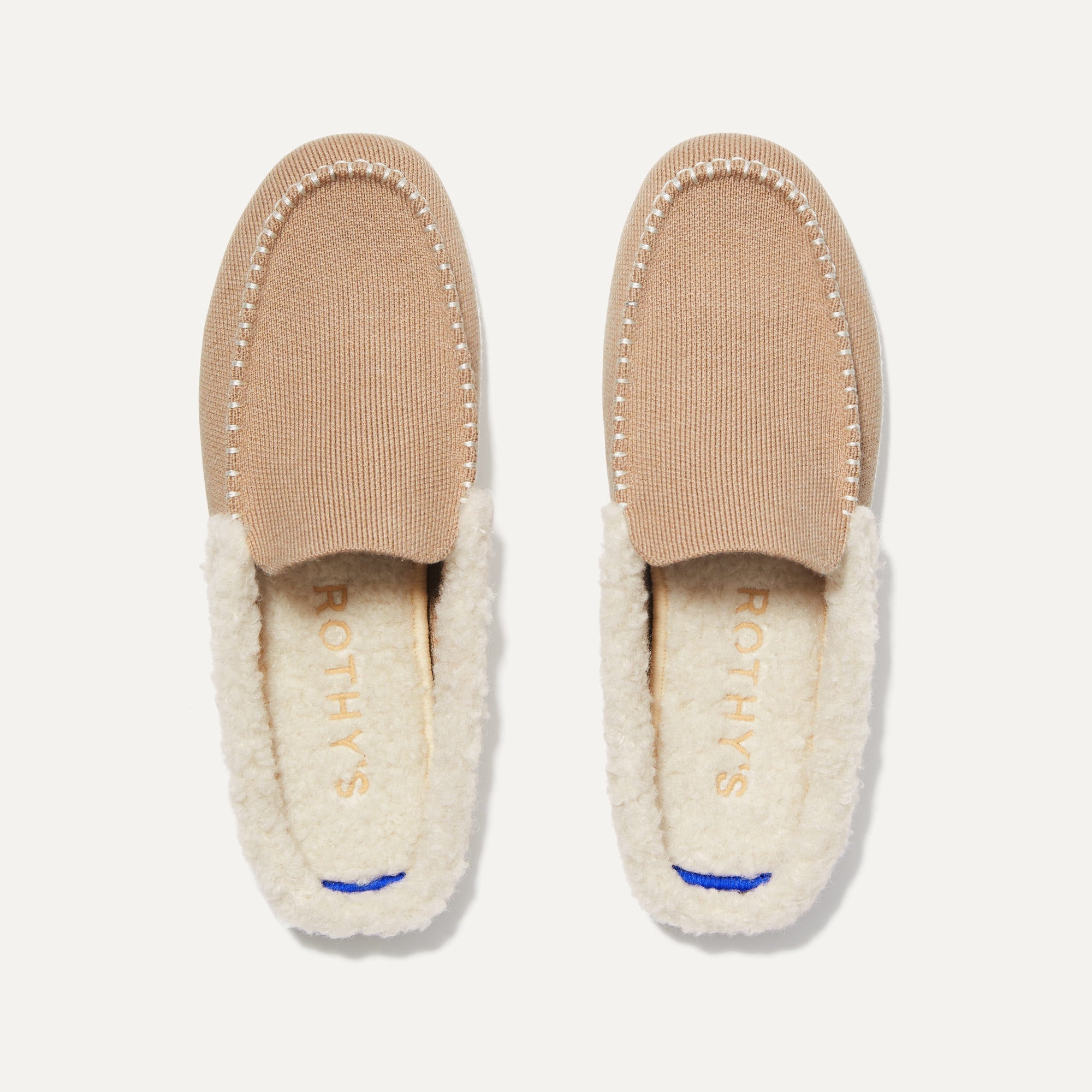 The Scuff Slipper in Birch Tan shown from the top. 