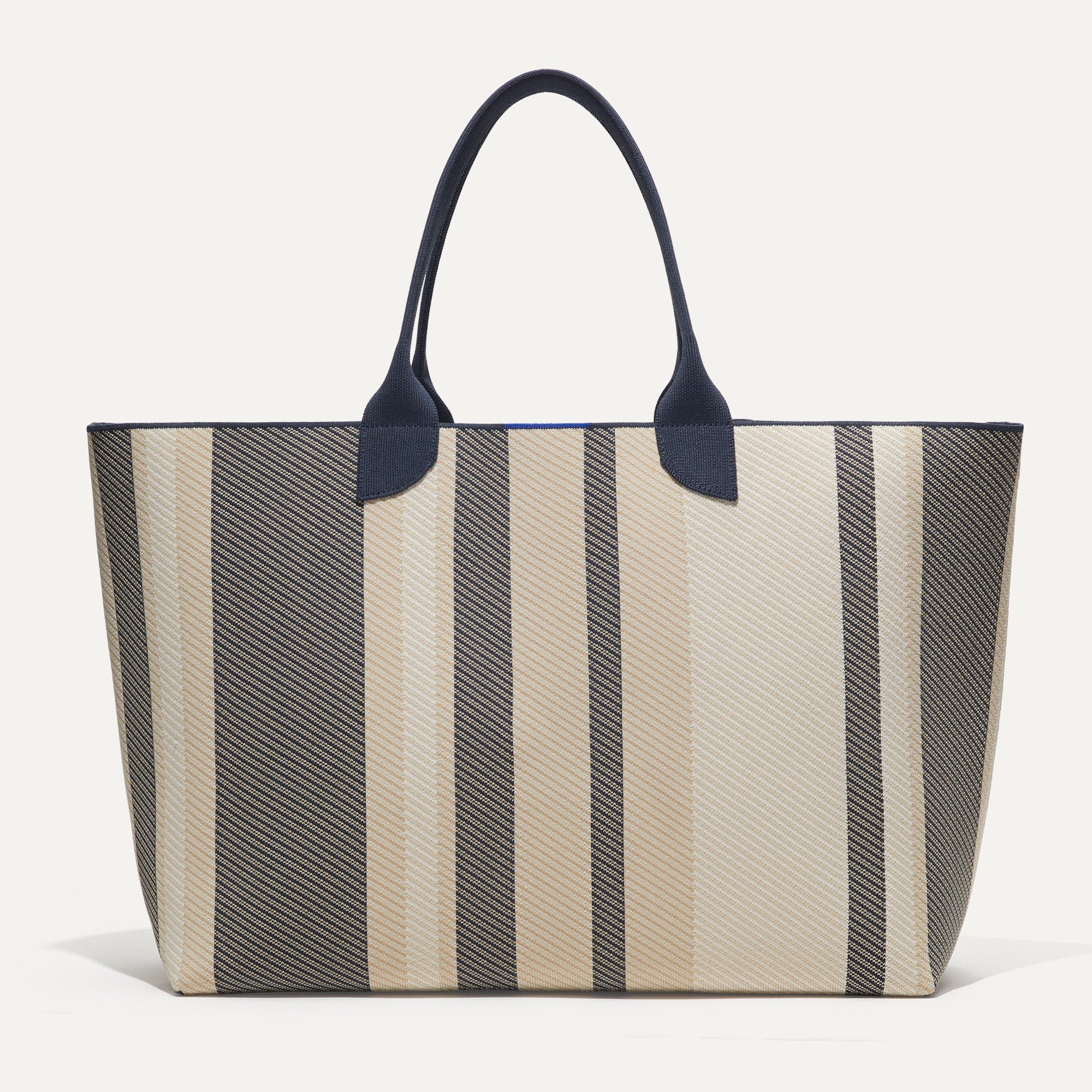 PLP |The Lightweight Mega Tote inNavy Stripe Twill, shown from the from the front.