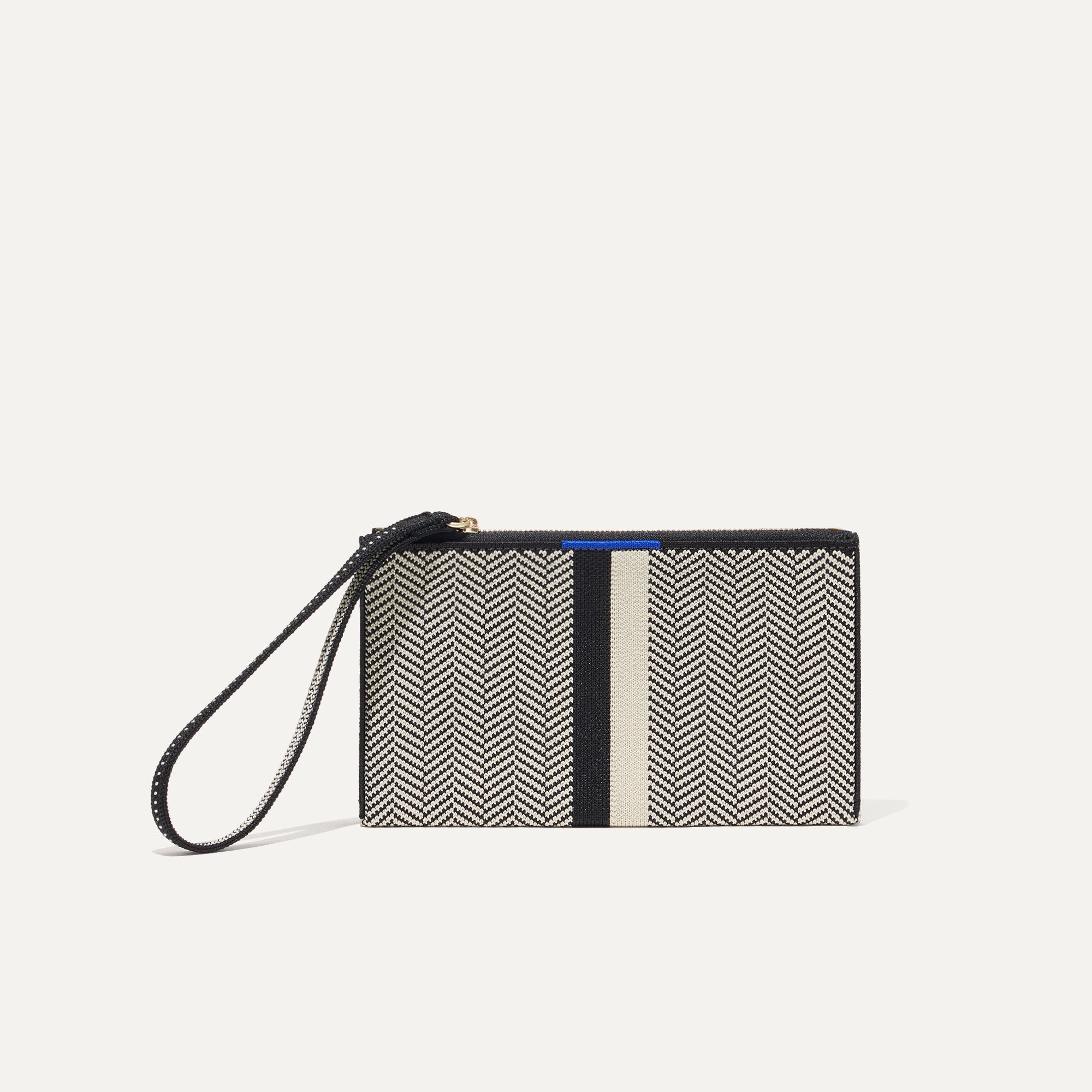 PLP |The Wallet Wristlet in Mist Herringbone, shown from the front.