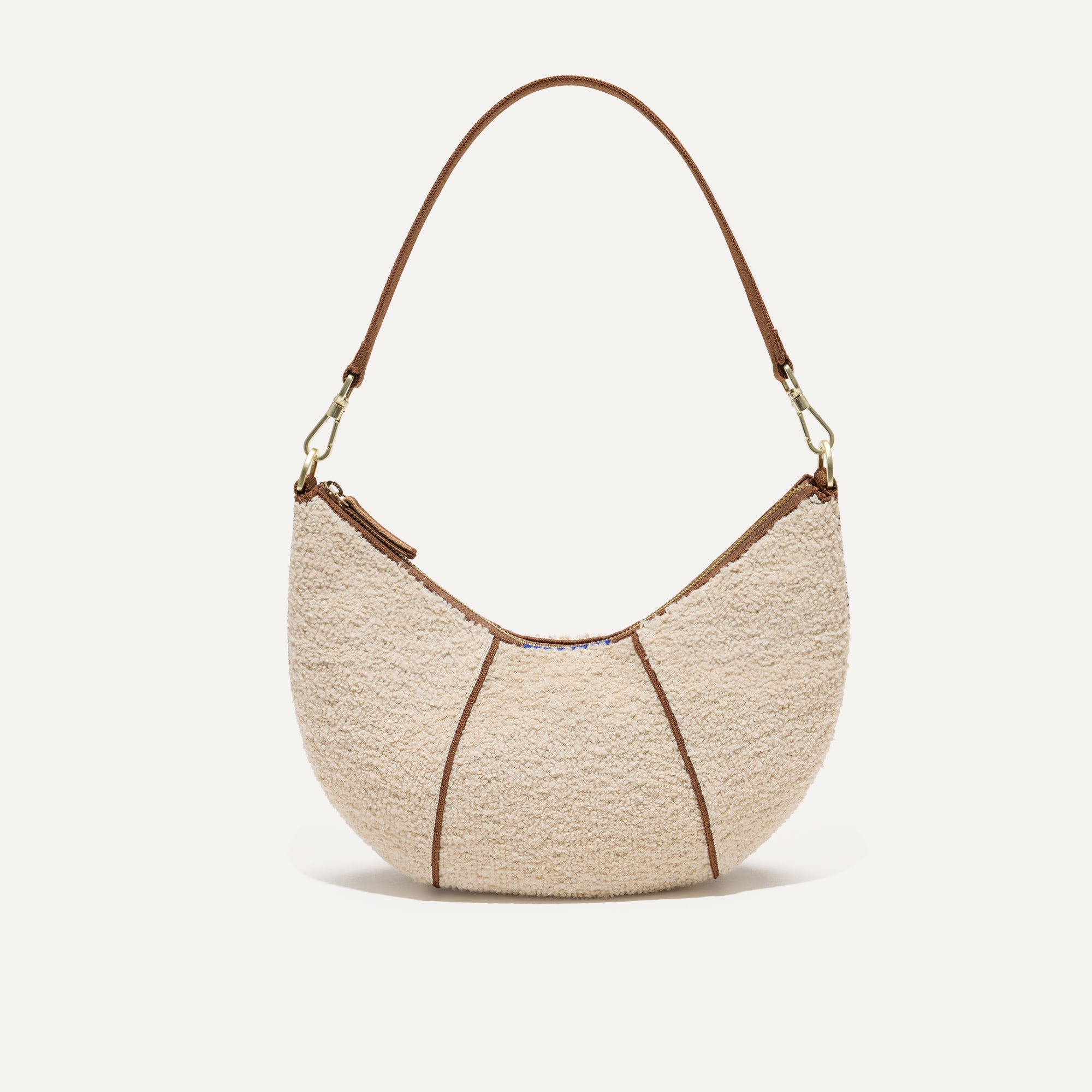 PLP |The Crescent Bag in Honeybun Bouclé.