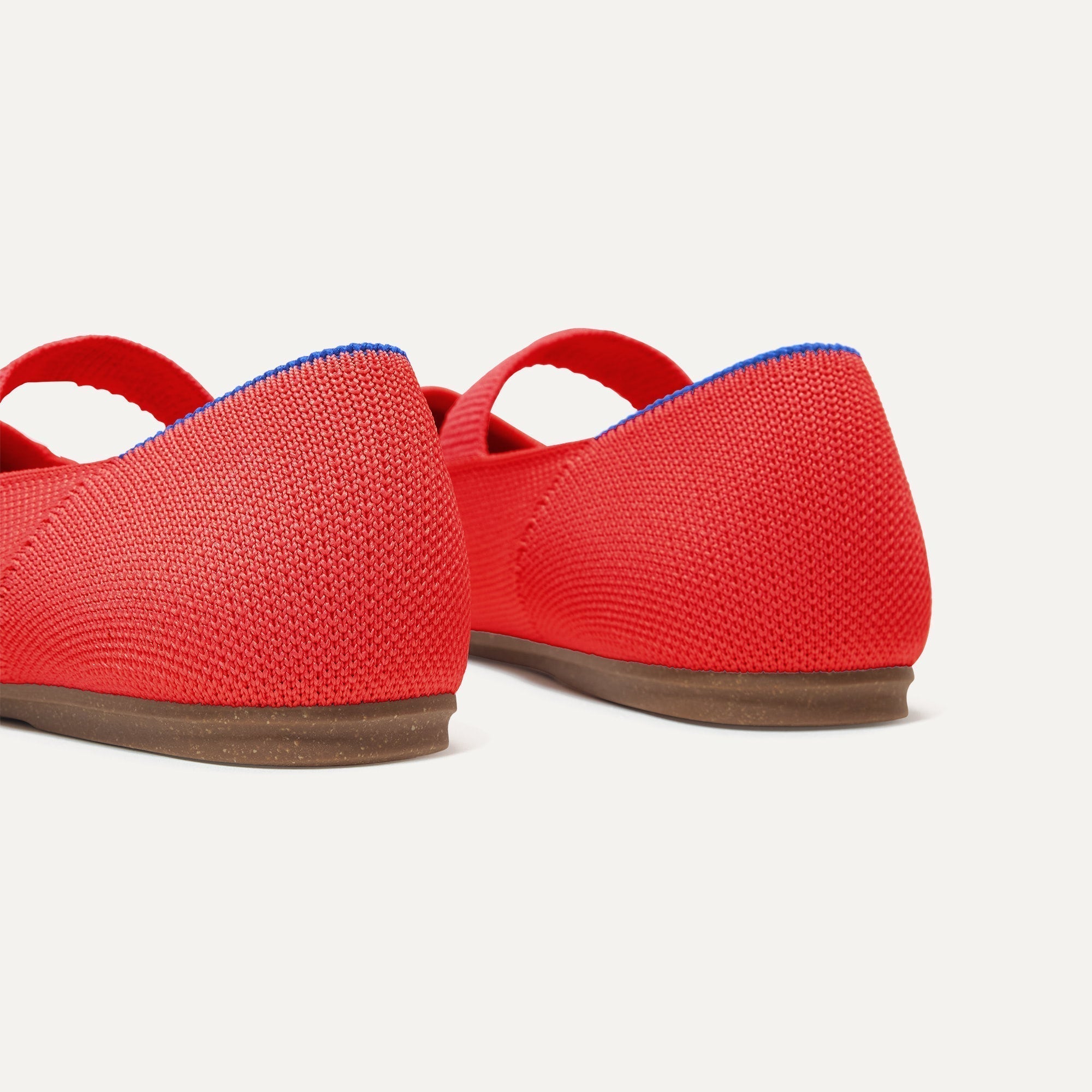Close up of the heel of The Kids Mary Jane in Glamour Red.