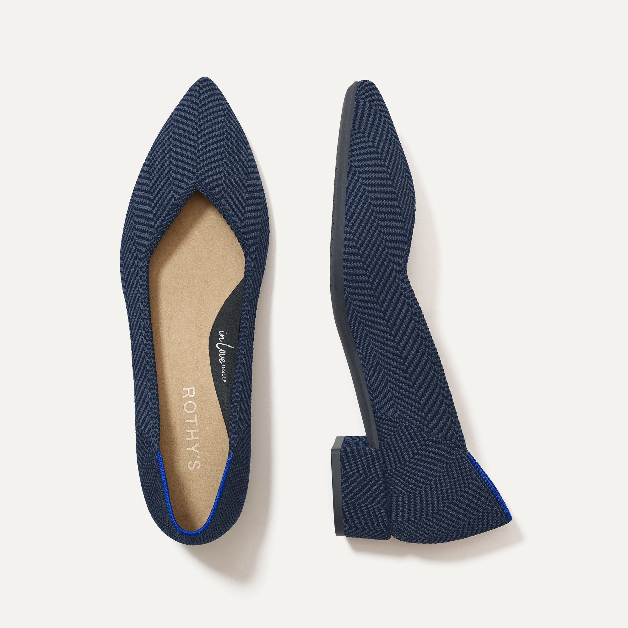 The High Point in Navy Herringbone shown from the top.