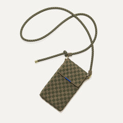The Phone Crossbody in Canopy shown from above.