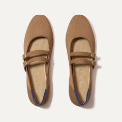 The Double Buckle Mary Jane in Java Chip shown from the top.