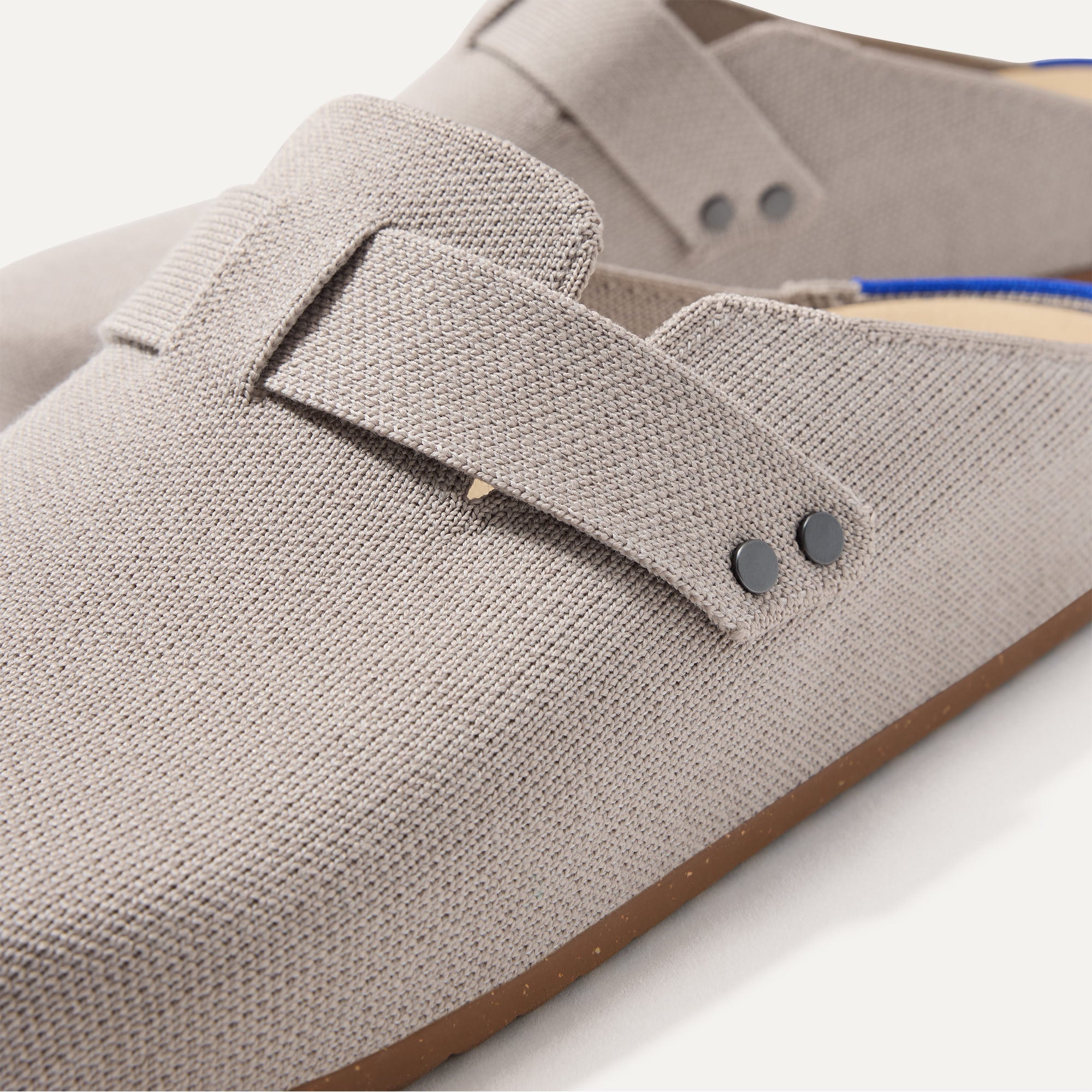 The toe and vamp of The Men's Clog, in diagonal view.