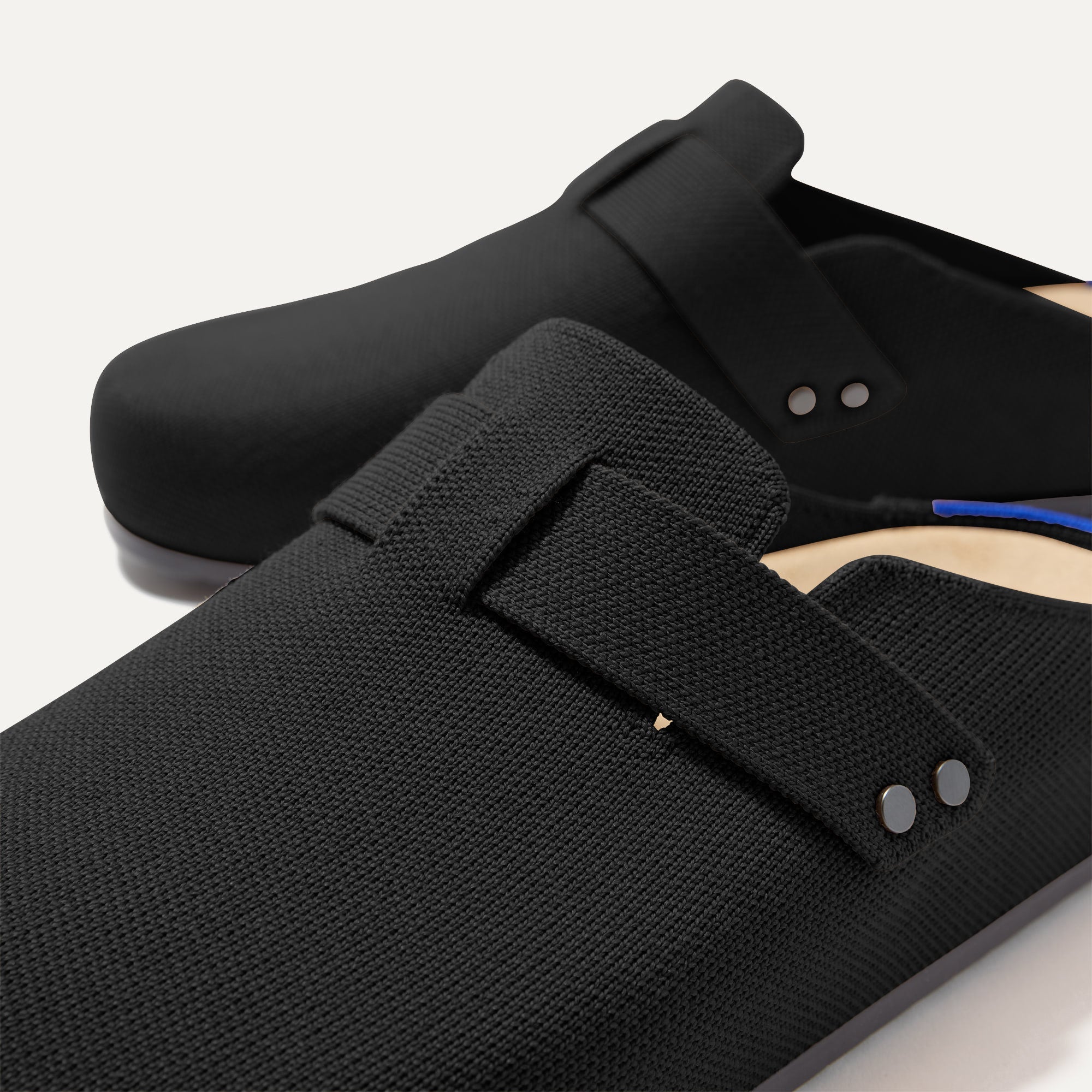 The toe and vamp of The Men's Clog, in diagonal view.