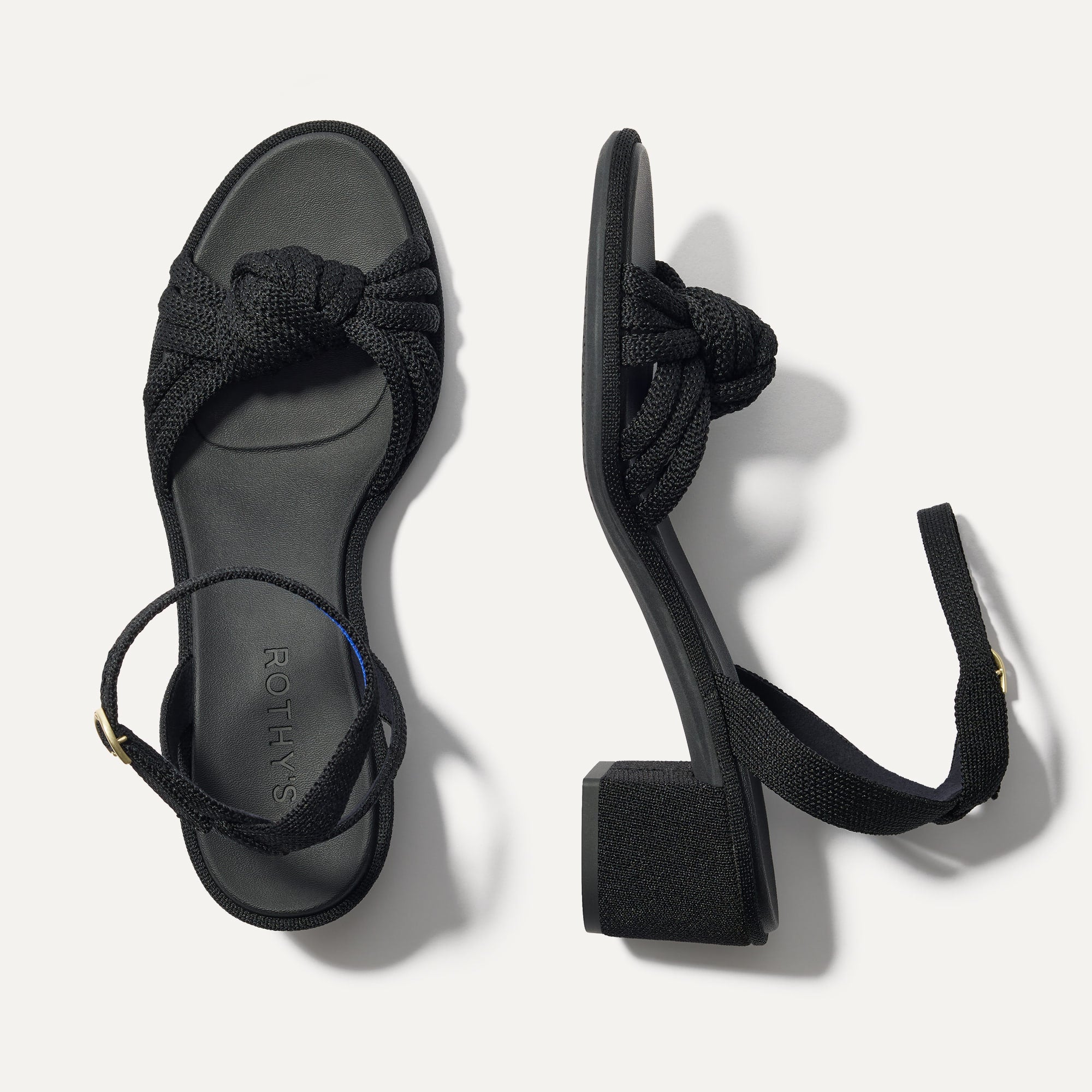 The Knot Sandal in Black shown from the top.