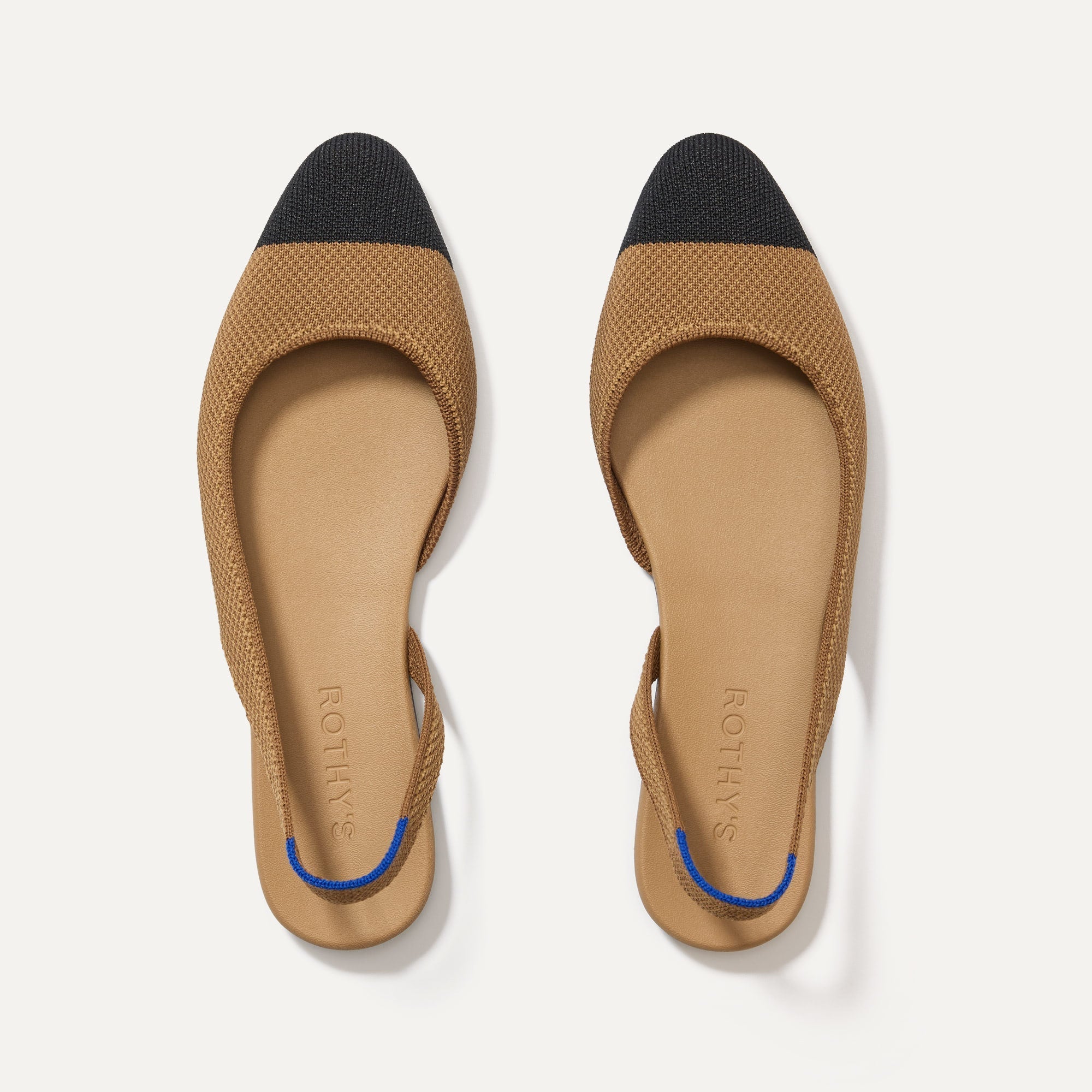 The Almond Slingback in Tawny Captoe shown from the top.
