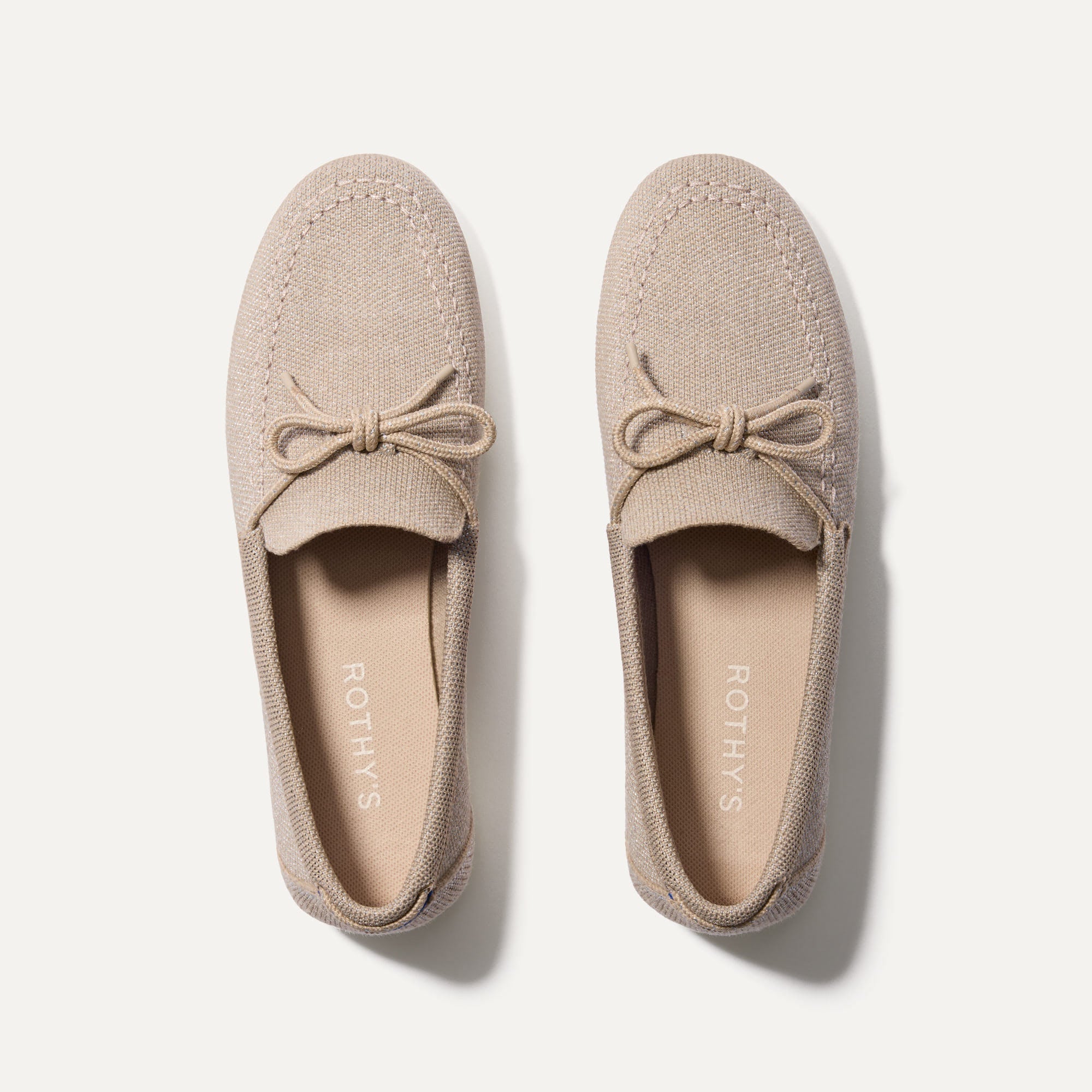 The Boat Shoe in Shimmery Sand shown from the top. 