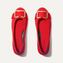 The Emblem Ballet Flat in Cardinal shown from the top. 