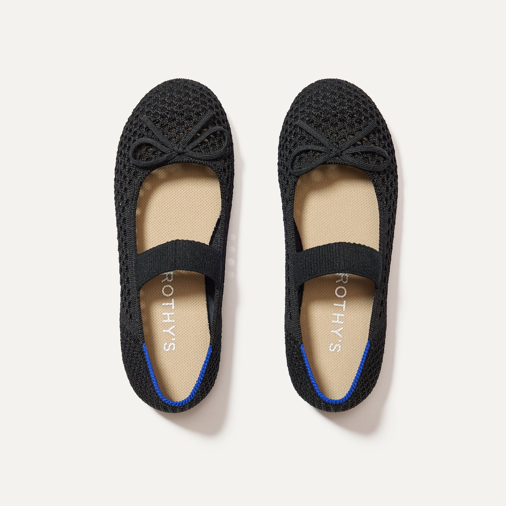 The Kids Bow Mary Jane in Black Mesh shown from the top.