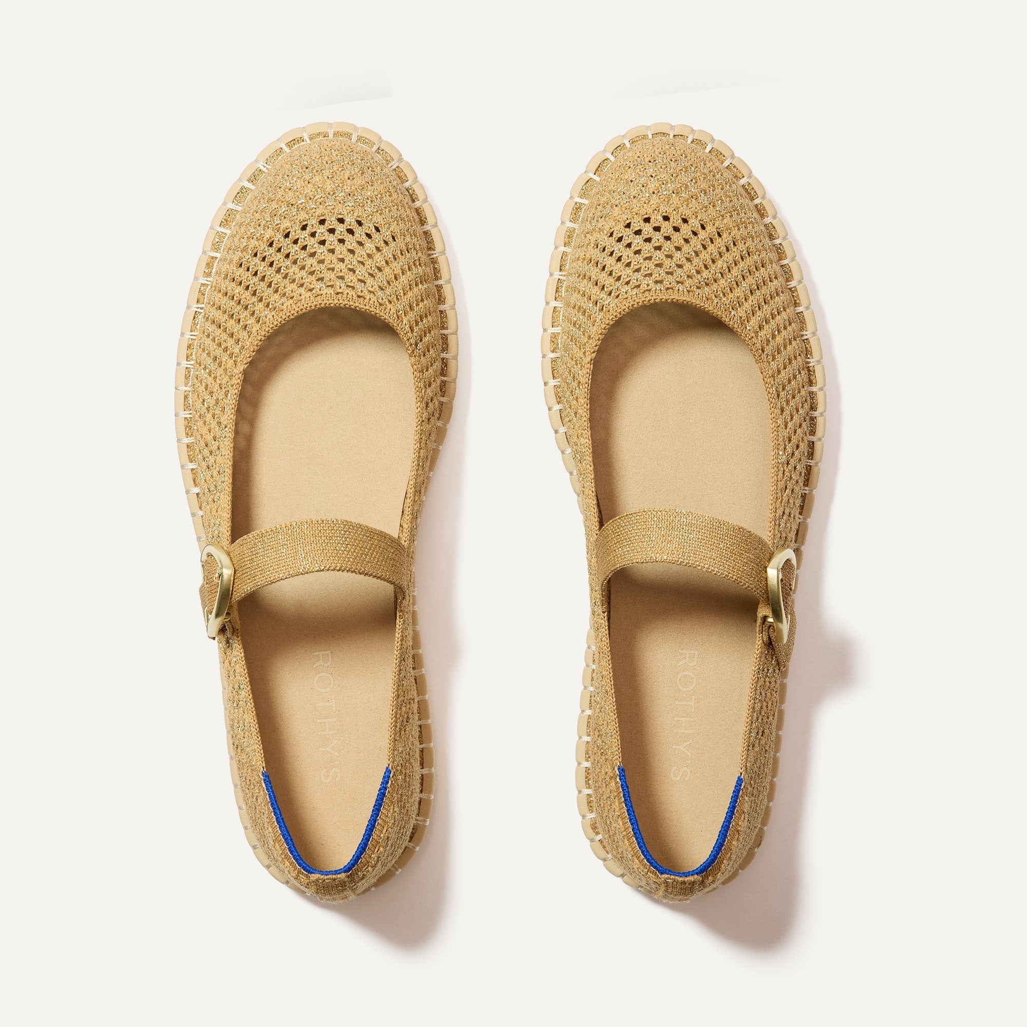 The Espadrille Mary Jane in Metallic Golden Sun shown from the top.