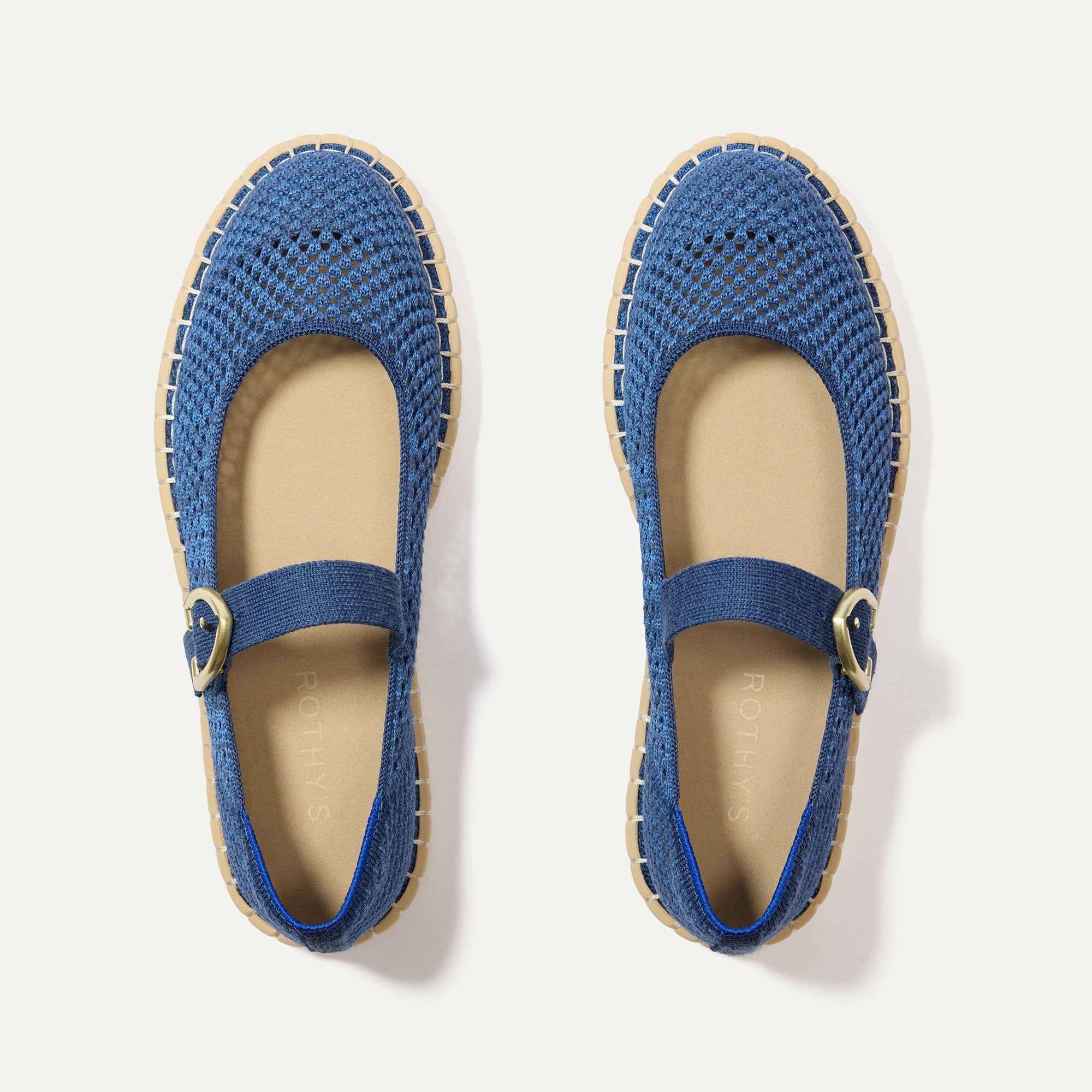 The Espadrille Mary Jane in Blue Breeze shown from the top.