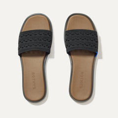 The Slide Sandal in Black Crochet shown from the top.