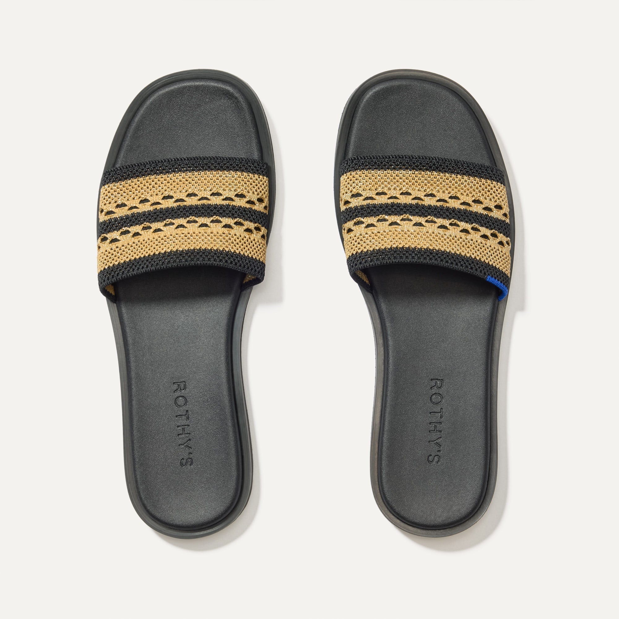 The Slide Sandal in Gilded Crochet shown from the top.