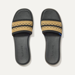 The Slide Sandal in Gilded Crochet shown from the top.