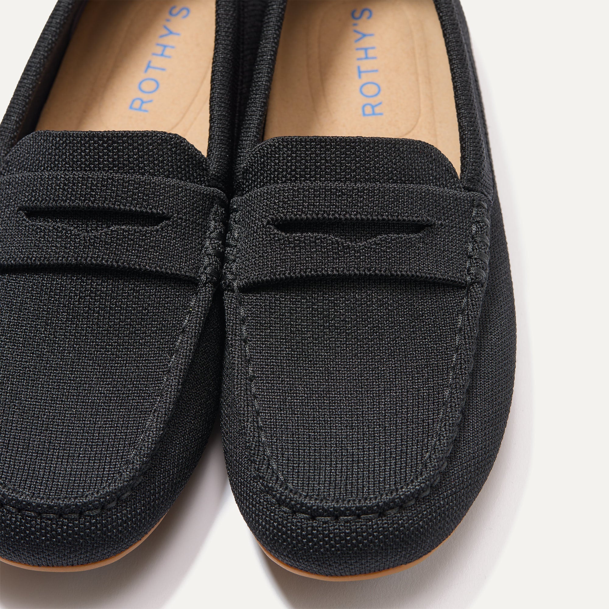 Close up of the toe and vamp of The Daily Driver in Black. 