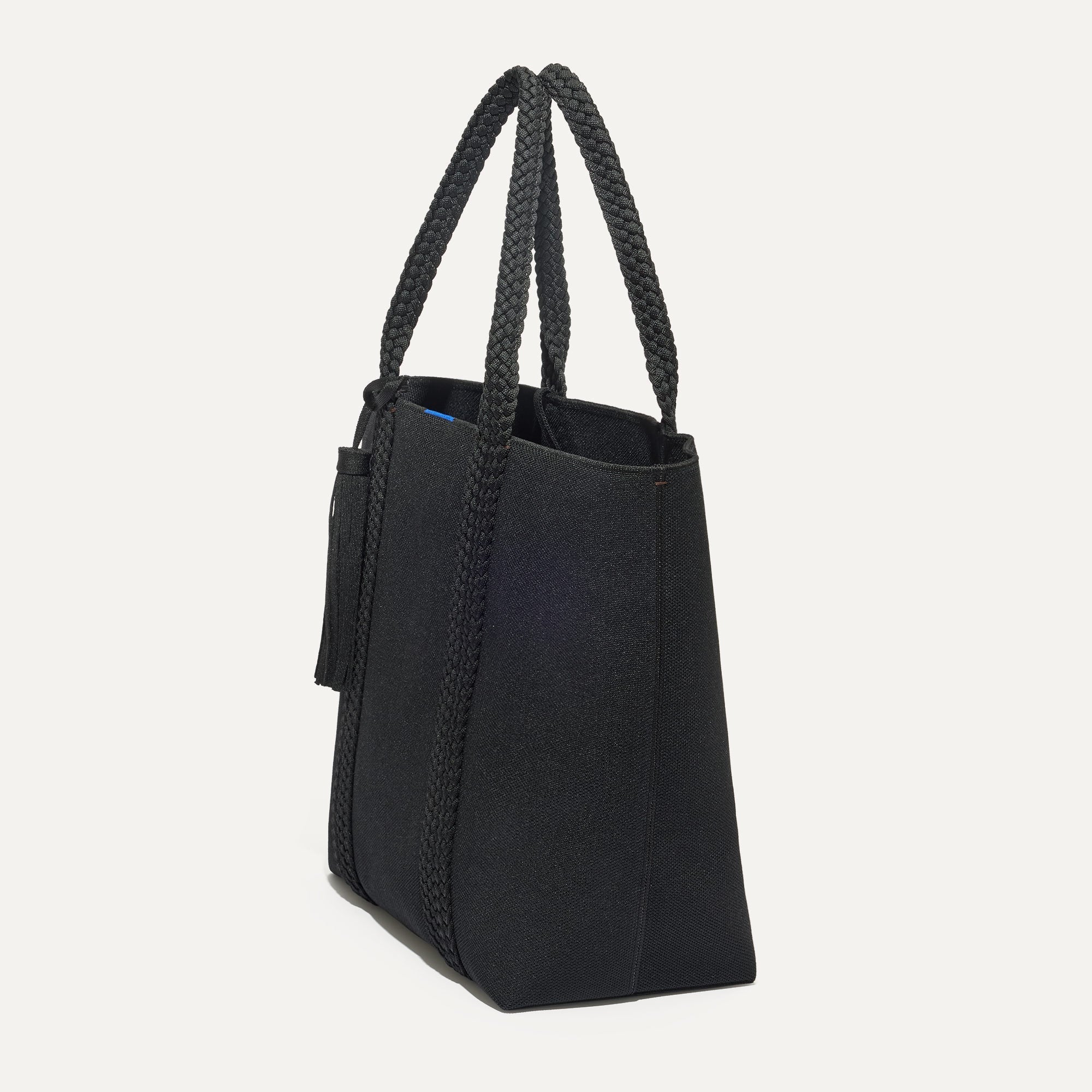 The Lightweight Tote in Black Licorice shown in diagonal view. 