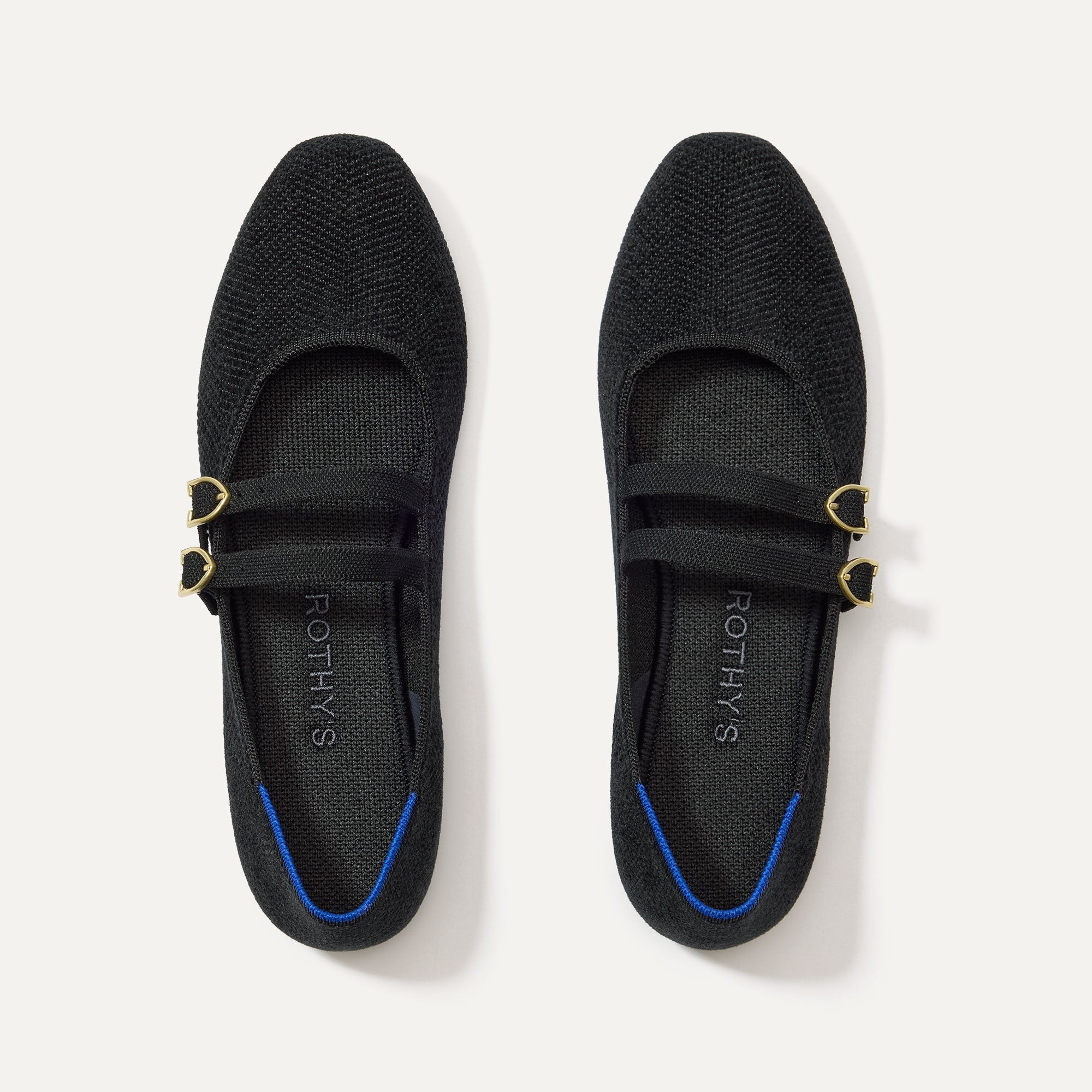 The Double Buckle Mary Jane in ReVelvet™ Black shown from the top.