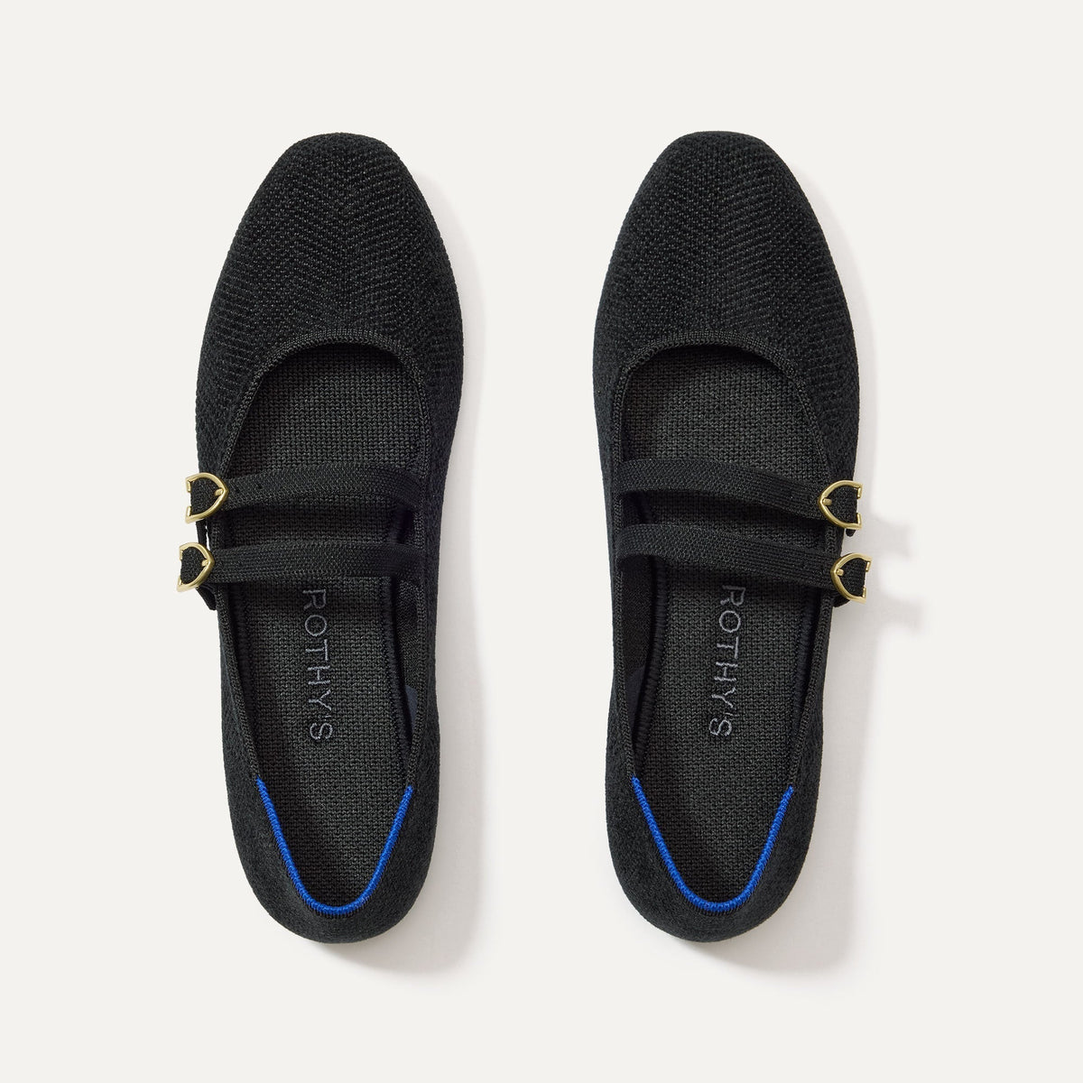 The Double Buckle Mary Jane in ReVelvet™ Black shown from the top.