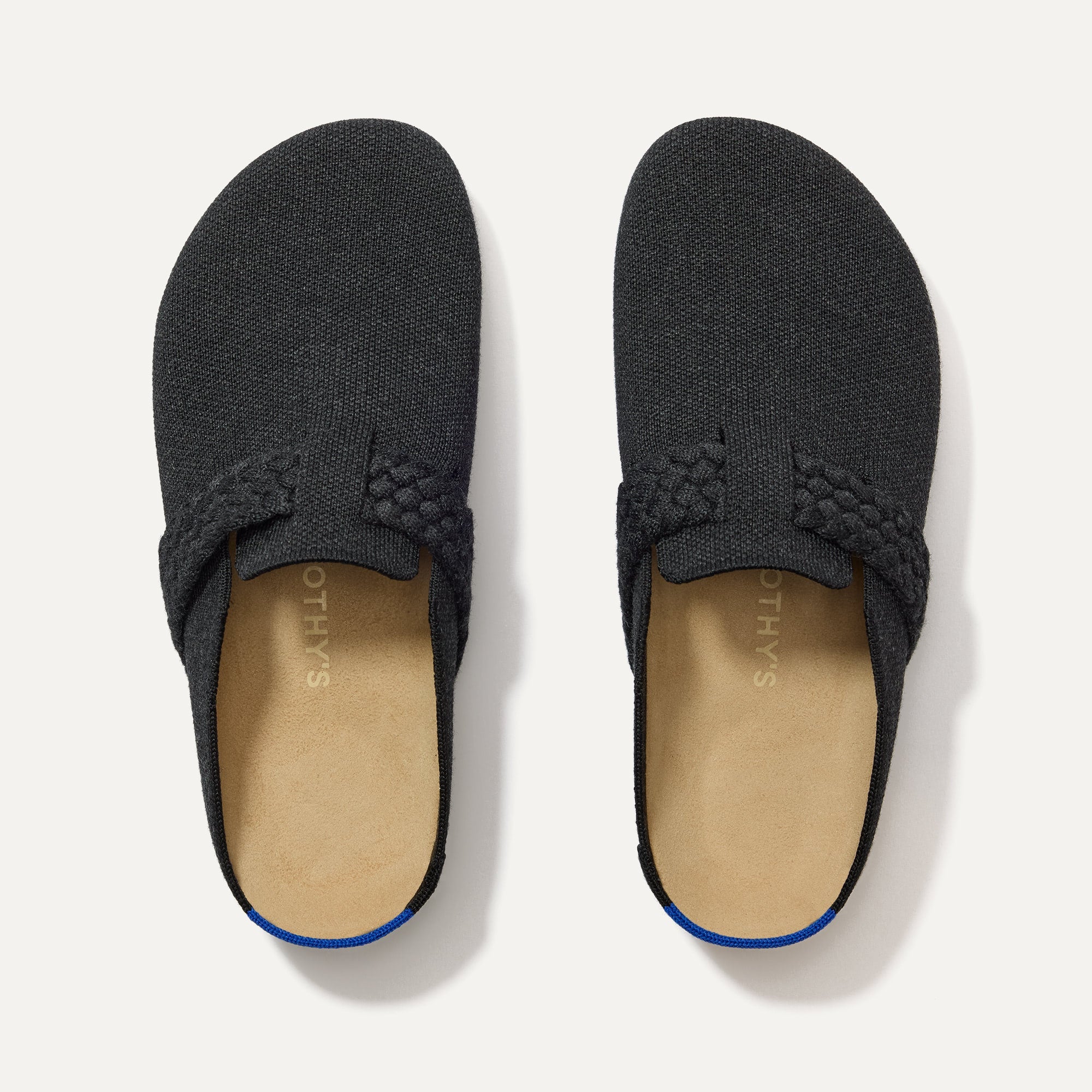 The Braid Clog in Black shown from the top. 