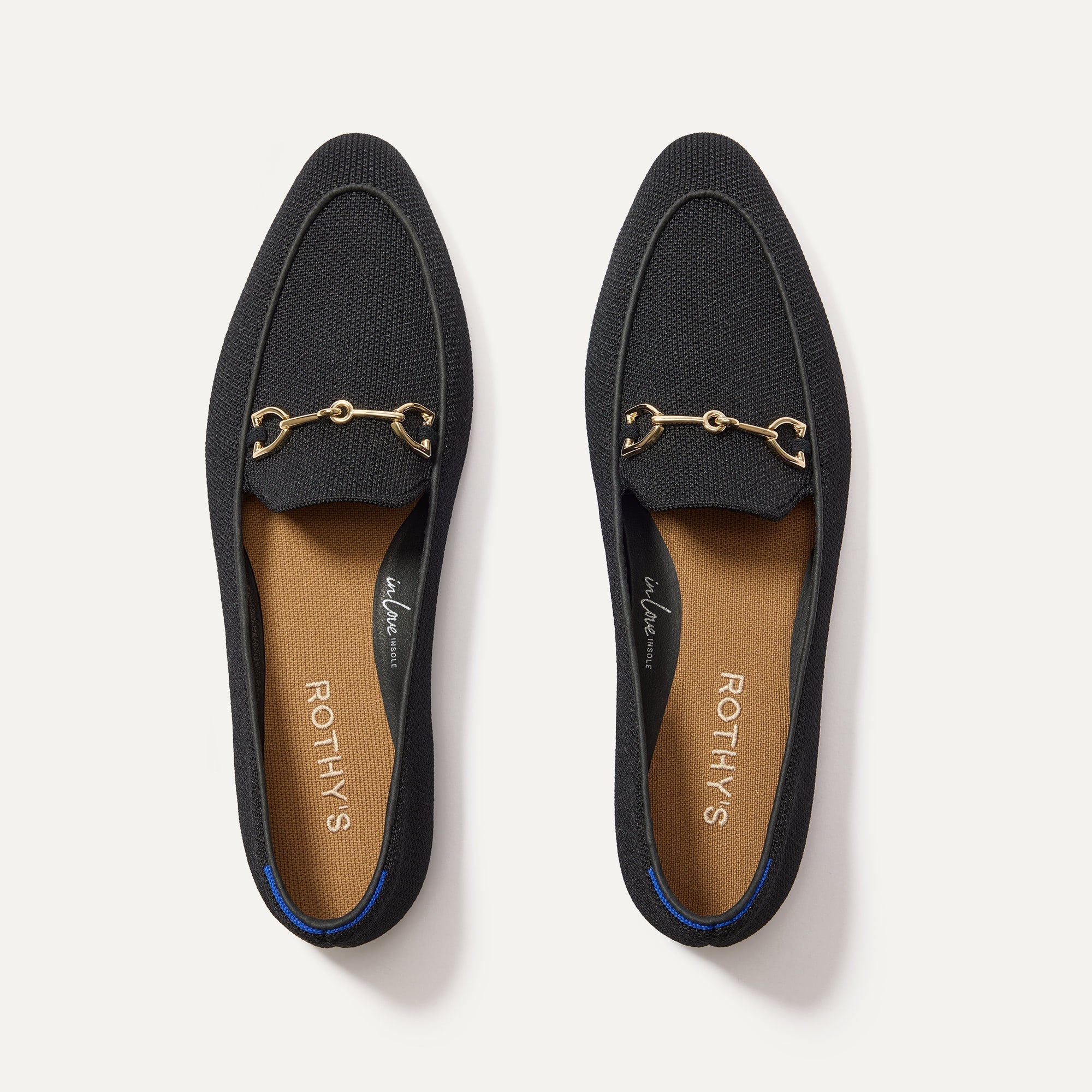 The Double Bit Loafer in Black shown from the top. 