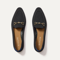 The Double Bit Loafer in Black shown from the top. 