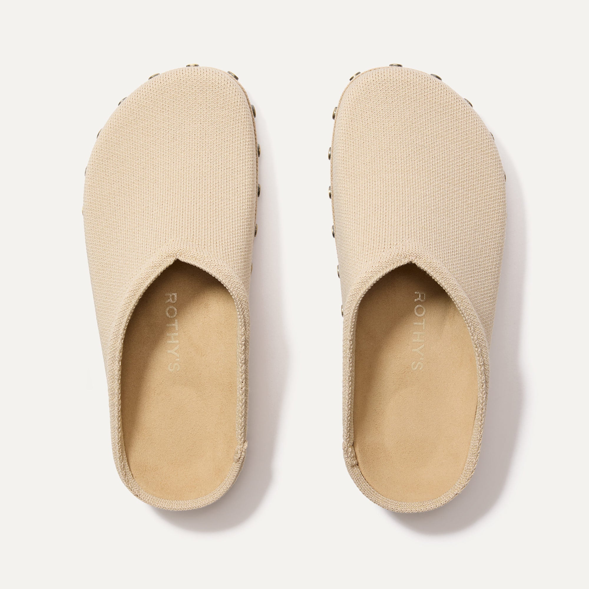 The Casual Clog in Studded Taupe shown from the top. 