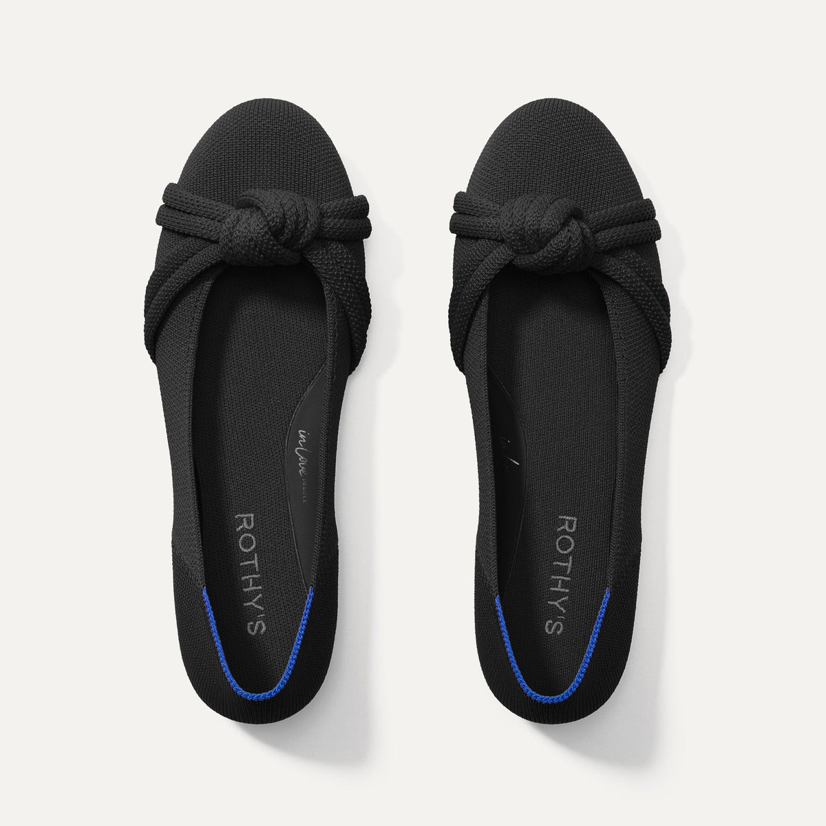 The Knot Ballet Flat in Black shown from the top. 
