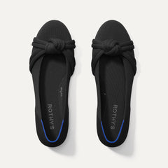 The Knot Ballet Flat in Black shown from the top. 