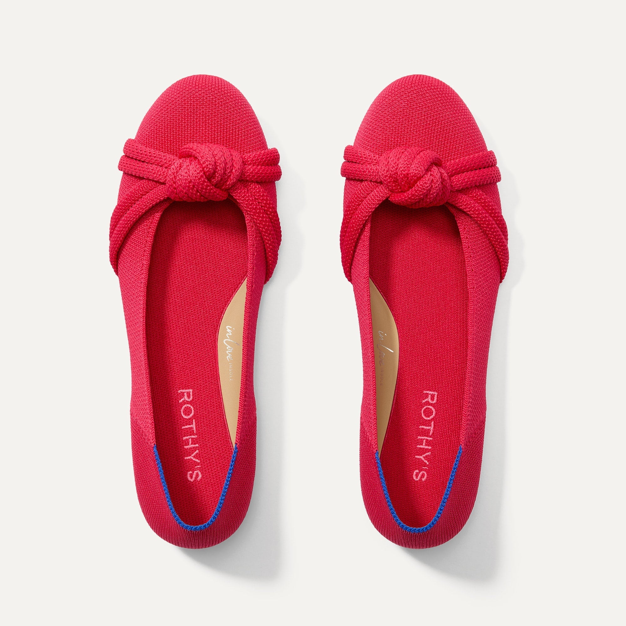 The Knot Ballet Flat in Lollipop Red shown from the top. 
