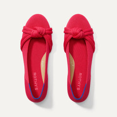 The Knot Ballet Flat in Lollipop Red shown from the top. 