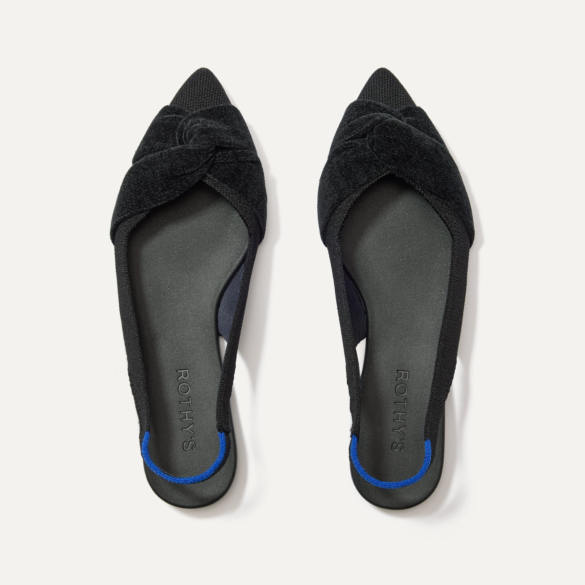 The Twist Point Slingback in Black shown from the top.