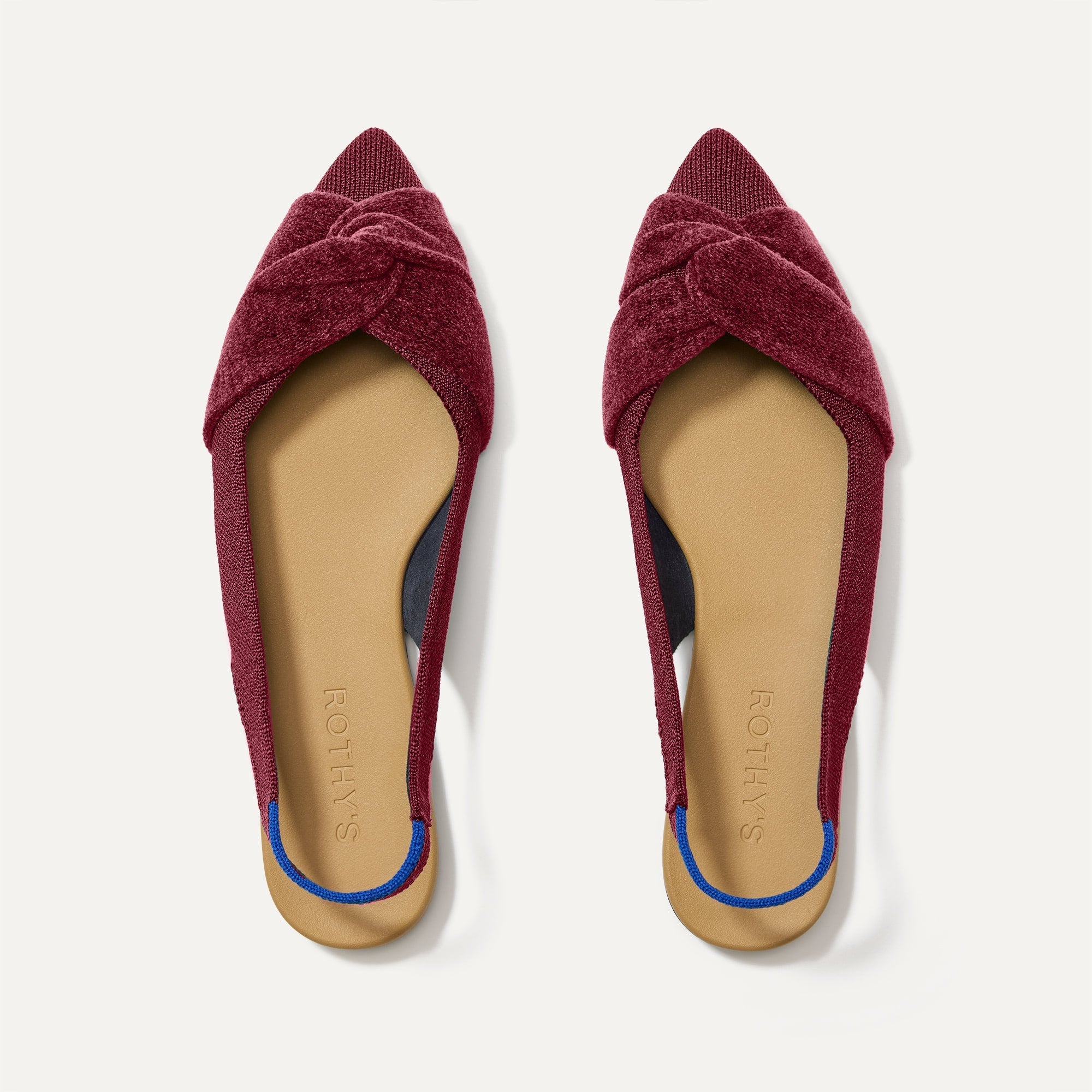 The Twist Point Slingback in Cabernet shown from the top.