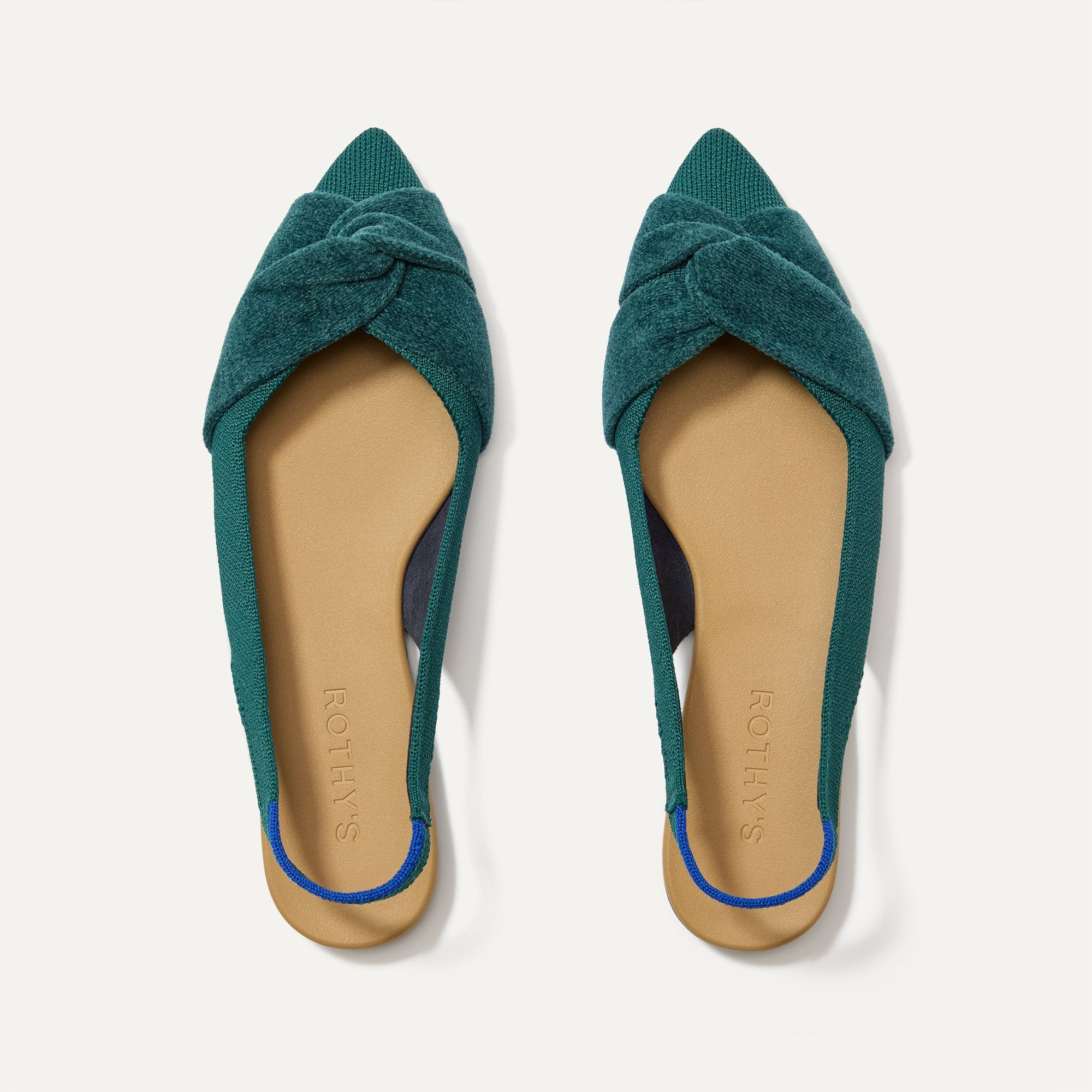 The Twist Point Slingback in Everglade shown from the top.