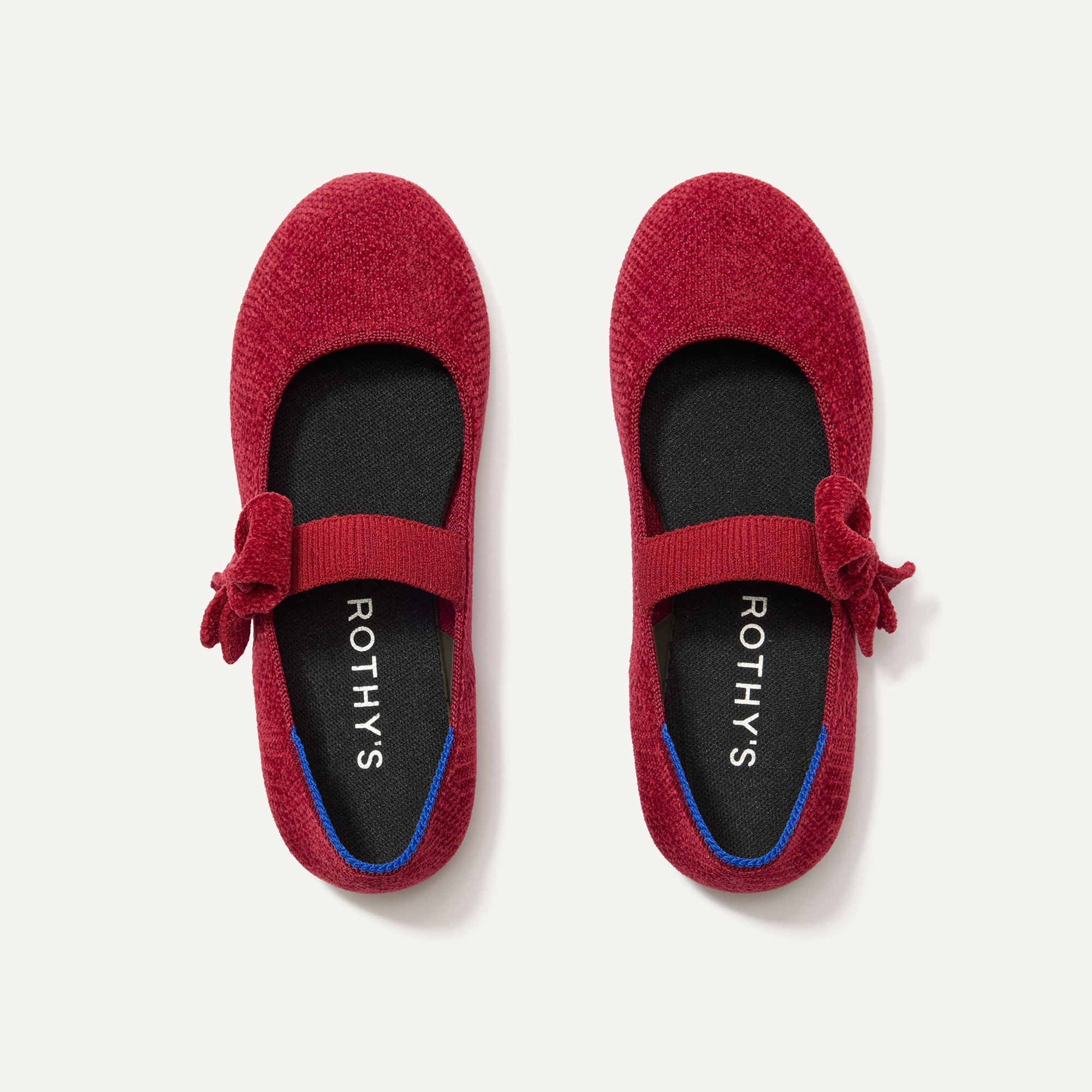 The Kids Tux Bow Mary Jane in ReVelvet™ Ruby shown from the top.