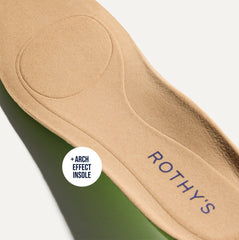 Close up of the Arch Effect Insole on The Daily Flat in Black. 