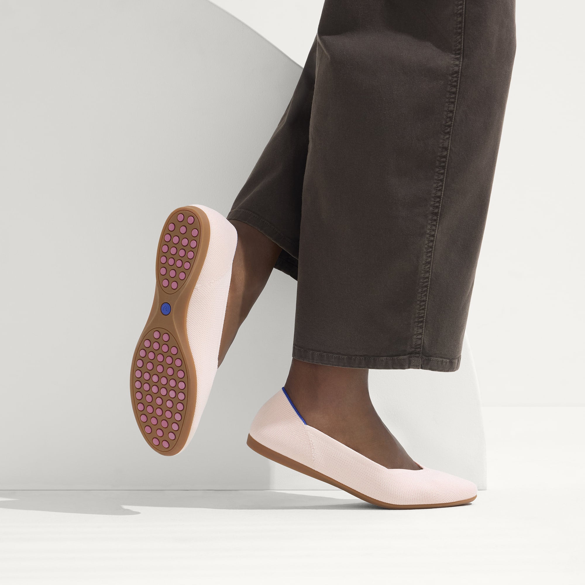hover | Model wearing The Daily Flat in Bubbly Pink. 